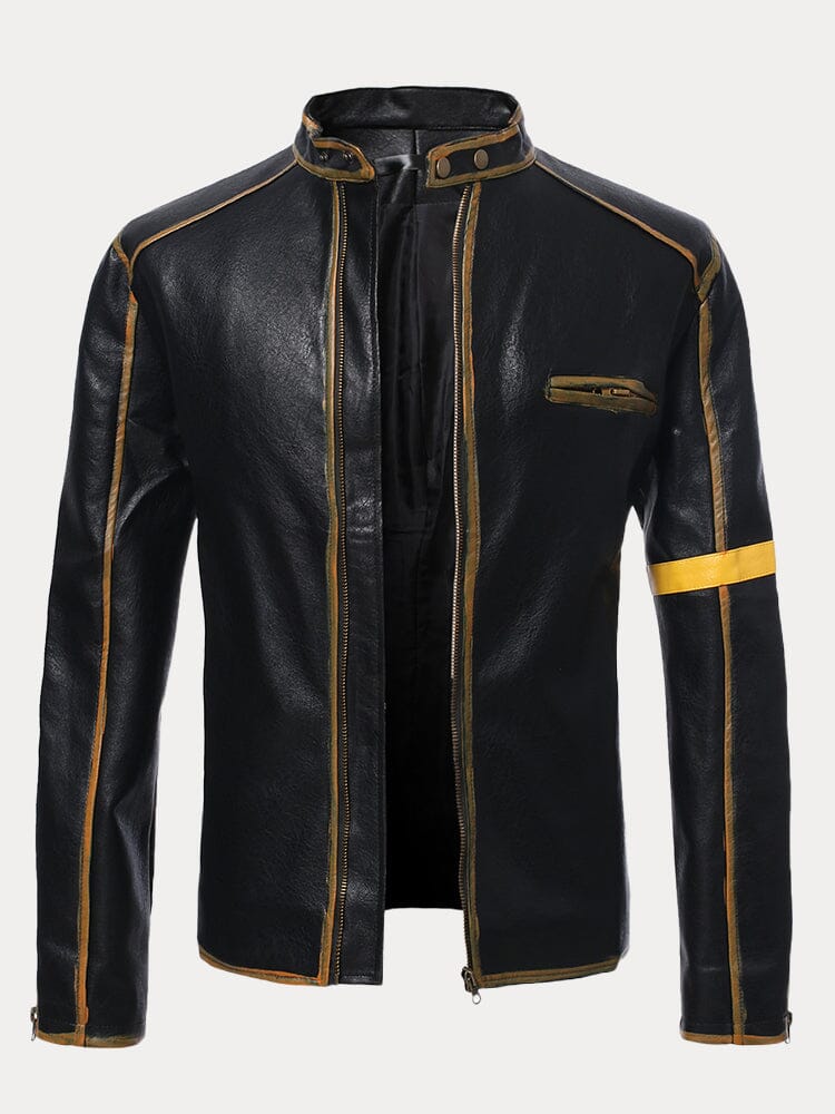 Stand Collar Punk Leather Jacket - Stylish & Casual | Coofandy