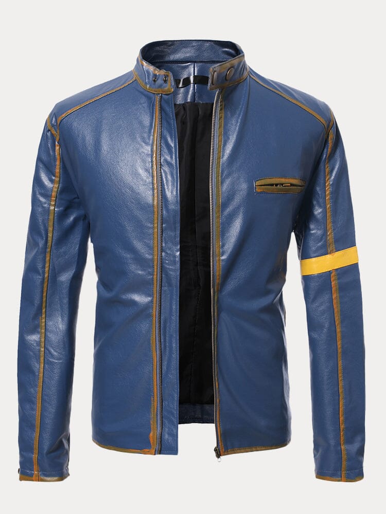 Stand Collar Punk Leather Jacket - Stylish & Casual | Coofandy