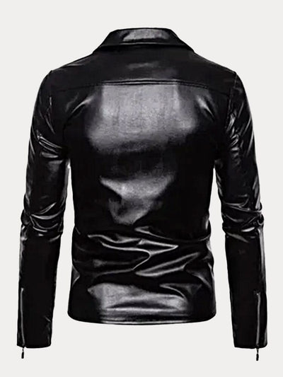 Slim Fit Lapel PU Leather Jacket Jackets coofandystore 