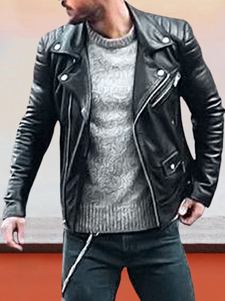 Punk Motorcycle Leather Jacket Jackets coofandystore 