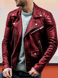 Punk Motorcycle Leather Jacket Jackets coofandystore Wine Red S 