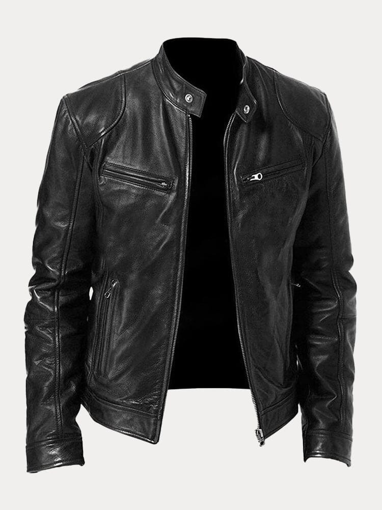 Stand Collar Punk Motorcycle Leather Jacket Jackets coofandystore 