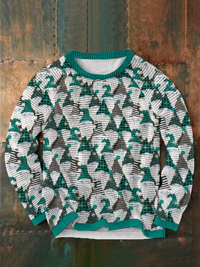 Christmas Trees Printed Round Neck Pullover Sweatshirt Sweaters coofandystore Green Blue S 