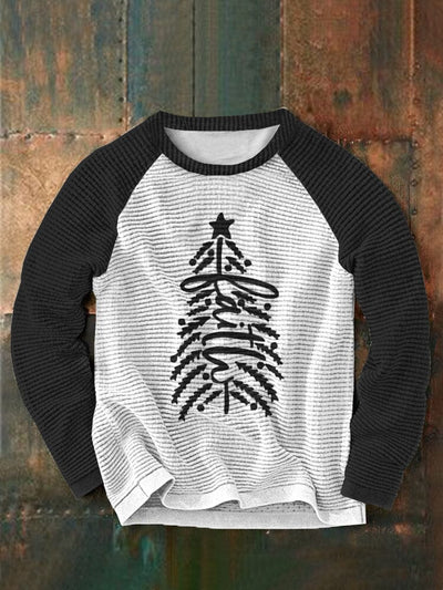 Christmas Tree Round Neck Pullover Sweatshirt Sweaters coofandystore Black S 