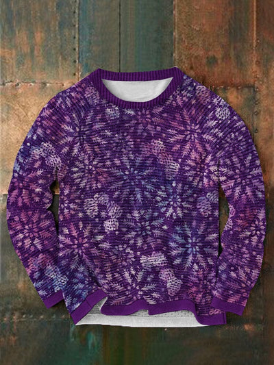 Christmas Snow Round Neck Pullover Sweatshirt Sweaters coofandystore Purple S 