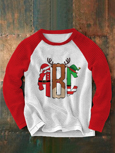 Christmas ABC Printed Round Neck Pullover Sweatshirt Sweaters coofandystore Brown S 