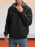 Leather PU Jacket with Removable Hat Coat coofandystore 
