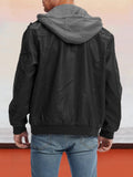 Leather PU Jacket with Removable Hat Coat coofandystore 