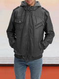 Leather PU Jacket with Removable Hat Coat coofandystore 