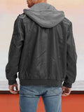 Leather PU Jacket with Removable Hat Coat coofandystore 