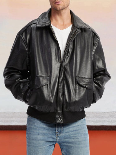 Vintage Leather PU Jacket Jackets coofandystore Black S 