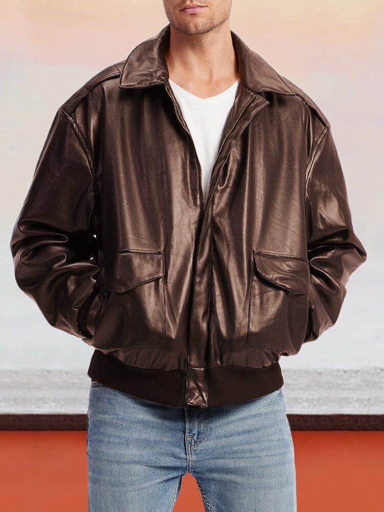 Vintage Leather PU Jacket Jackets coofandystore Brown S 