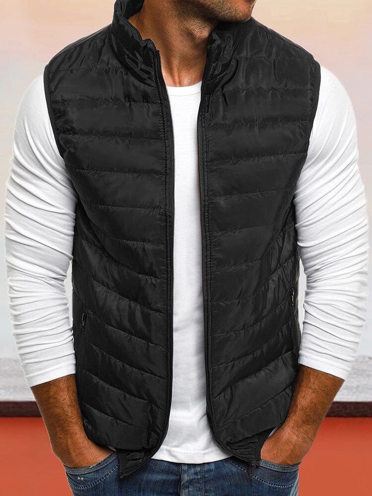 Stand Collar Warm Vest Vest coofandystore Black S 