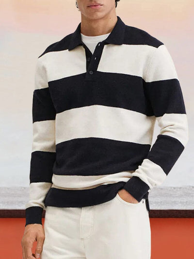 Casual Stripe Pullover Sweater Sweaters coofandystore Black S 