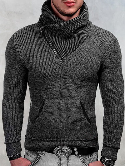Slim Fit High Neck Sweater Sweaters coofandystore Dark Grey S 