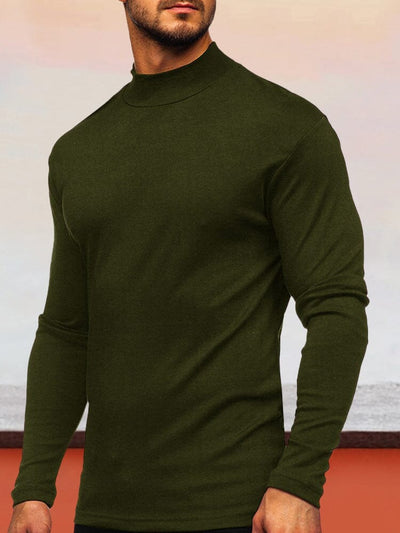 Classic Solid German velvet Semi-turtleneck Top T-Shirt coofandystore Army Green M 