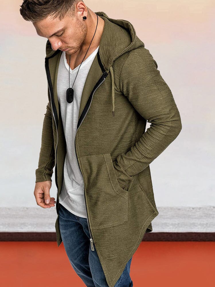Slim-fit Zipper Coat With Hood Coat coofandystore 