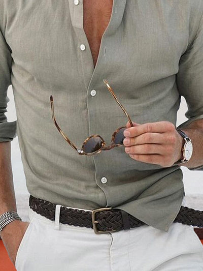 Versatile Lapel Collar Long-sleeved Shirt Shirts coofandystore 