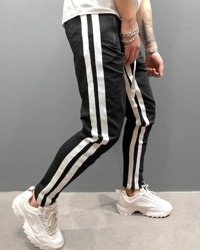 Color Blocking Zipper Workout Pants Pants coofandystore Black-White S 