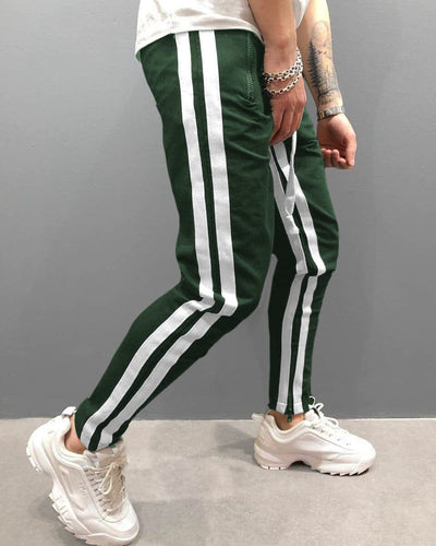 Color Blocking Zipper Workout Pants Pants coofandystore Green-White S 