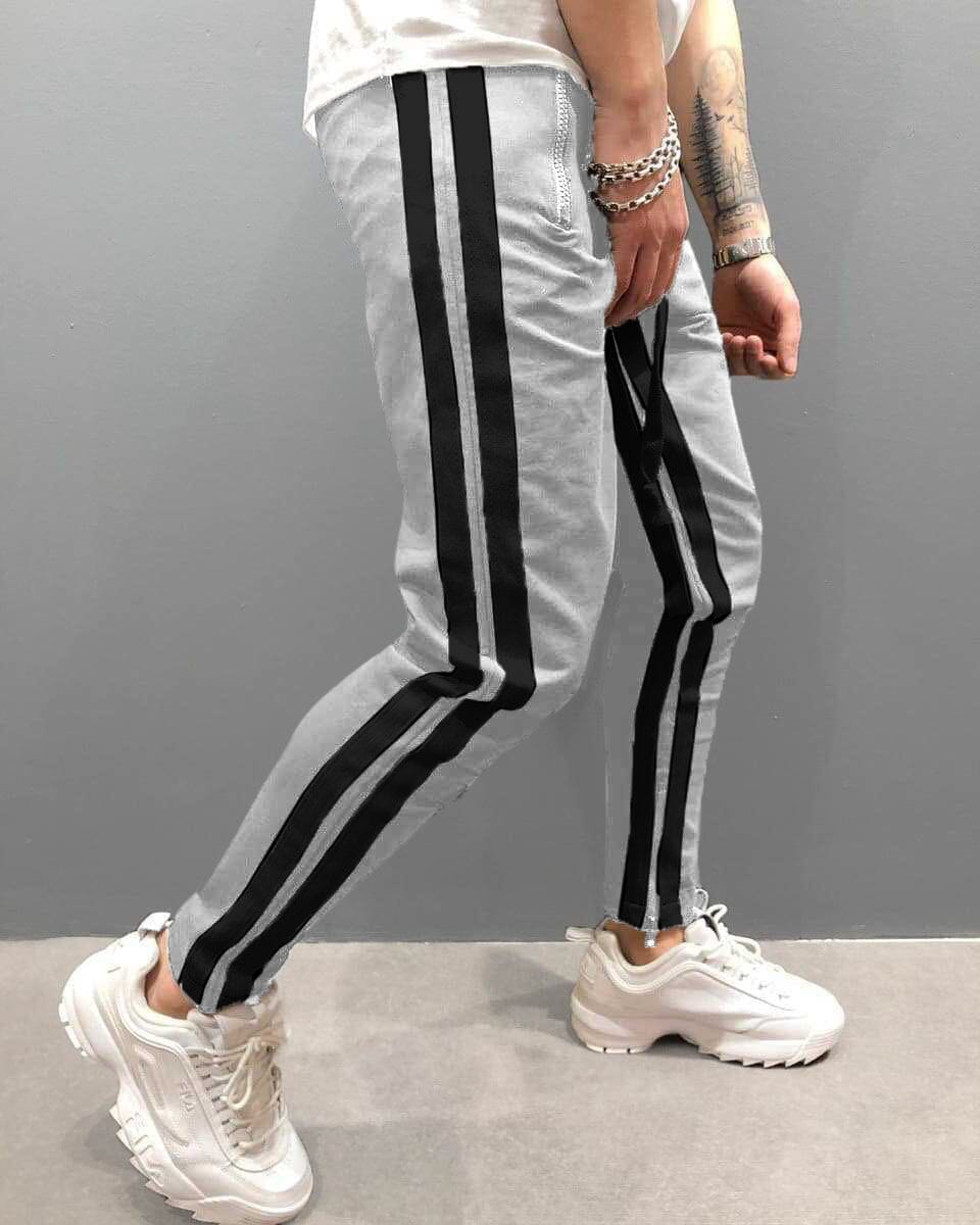 Color Blocking Zipper Workout Pants Pants coofandystore White-Black S 