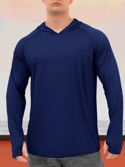 Solid Color Hooded Sun Protection Shirt Shirts coofandystore Navy Blue S 