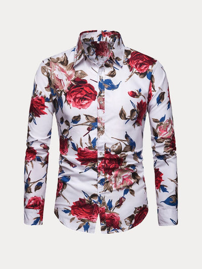 Floral Printed Shirt Shirts coofandystore Red M 