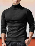 Classic Slim Fit Turtleneck Basic Top T-Shirt coofandystore Black S 