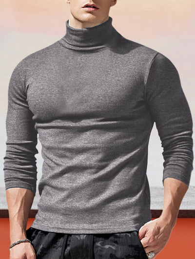 Classic Slim Fit Turtleneck Basic Top T-Shirt coofandystore Grey S 