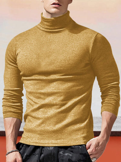 Classic Slim Fit Turtleneck Basic Top T-Shirt coofandystore Yellow S 