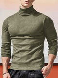 Classic Slim Fit Turtleneck Basic Top T-Shirt coofandystore Khaki S 