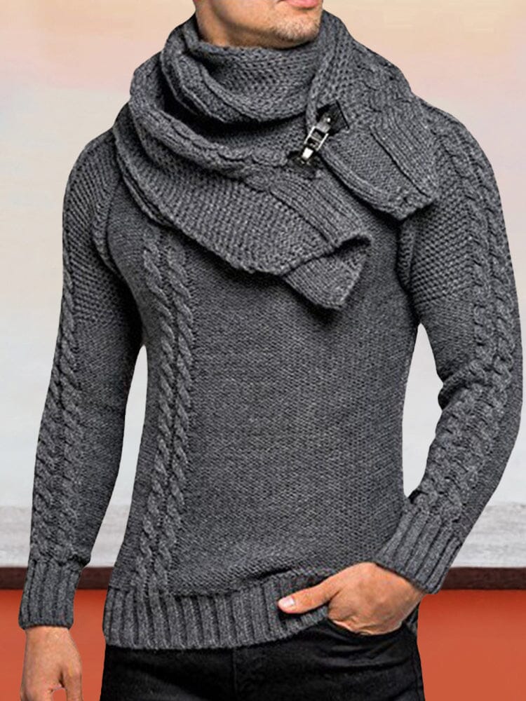 Slim Fit Pullover Knitted Sweater Sweaters coofandystore Dark Grey S 