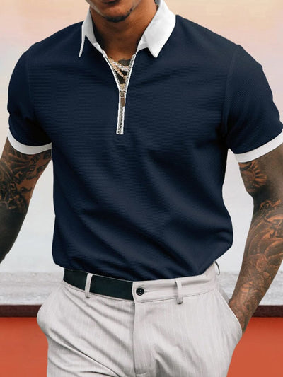 Classic Zipper Polo T-shirt Polos coofandystore Navy Blue S 