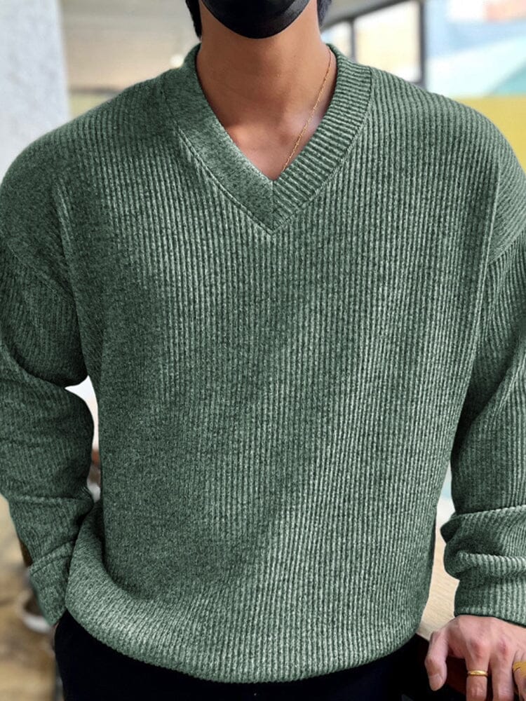 Loose Solid Color Knitted Sweater Sweaters coofandystore Army Green M 
