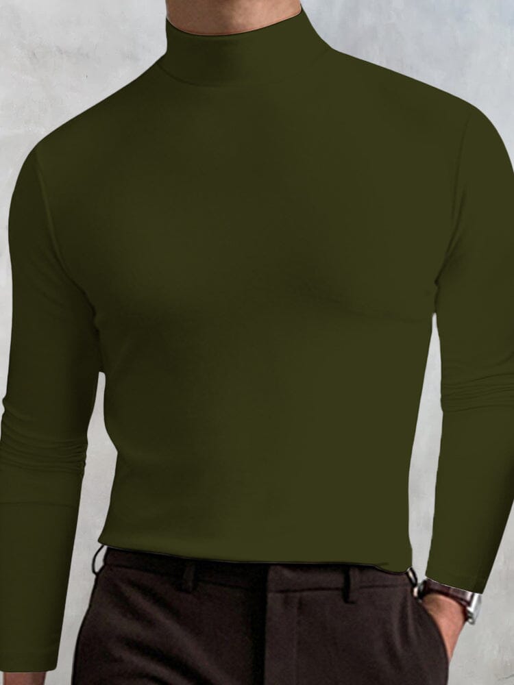 High-collar Long-sleeve Top T-Shirt coofandystore Army Green M 
