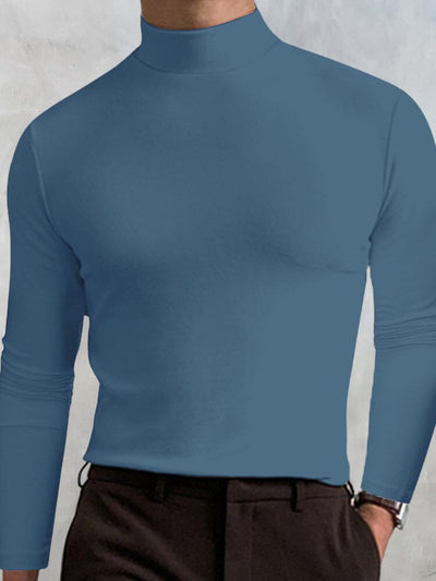 High-collar Long-sleeve Top T-Shirt coofandystore Sky Blue M 
