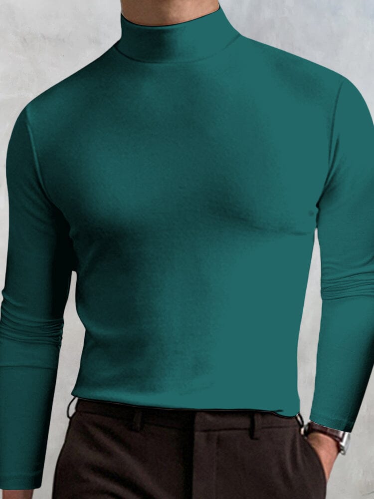 High-collar Long-sleeve Top T-Shirt coofandystore Green M 