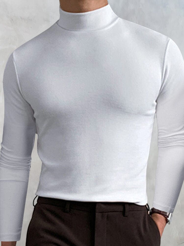 High-collar Long-sleeve Top T-Shirt coofandystore White M 