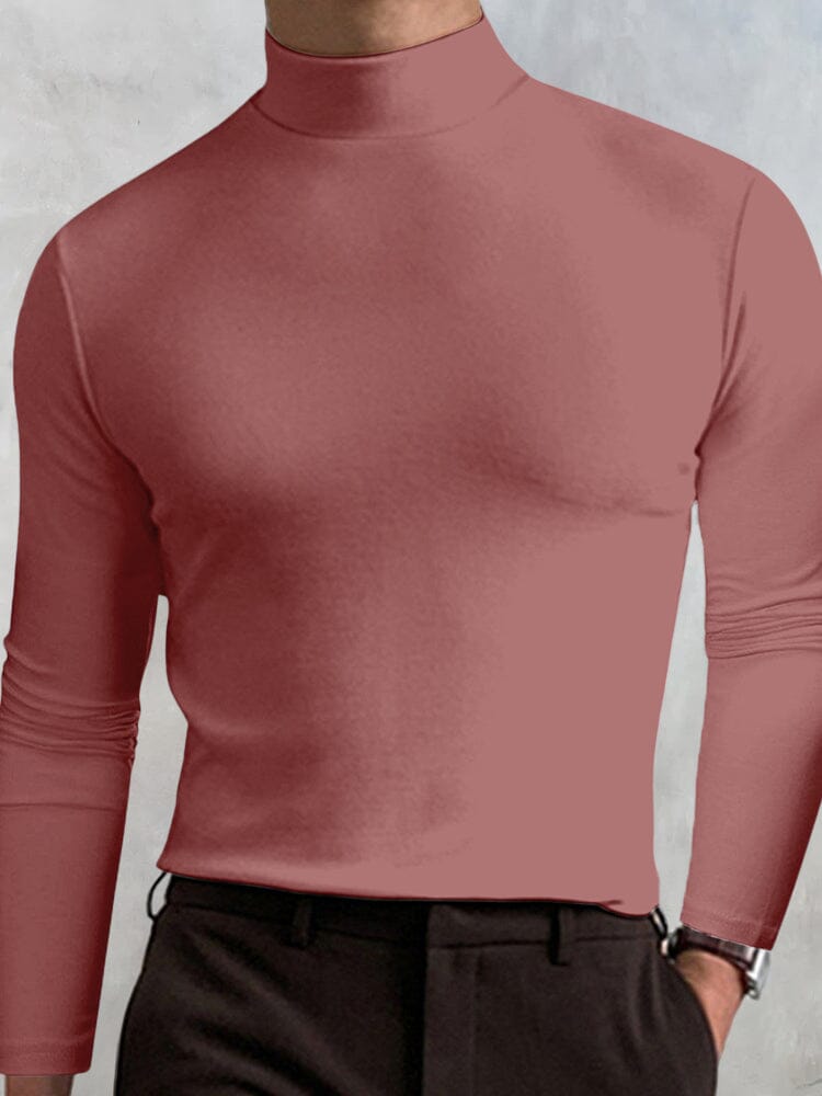 High-collar Long-sleeve Top T-Shirt coofandystore Pink M 