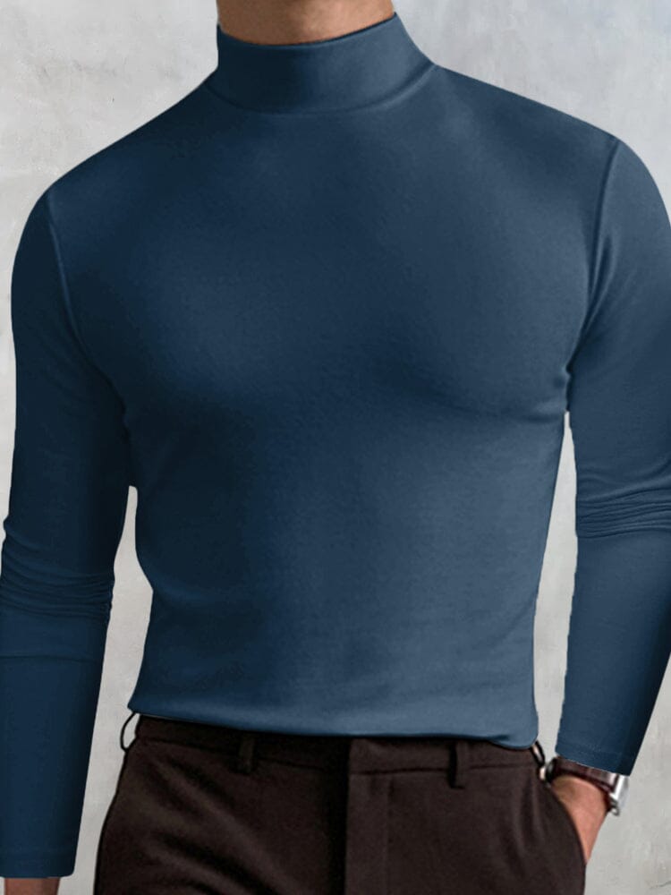 High-collar Long-sleeve Top T-Shirt coofandystore Blue M 