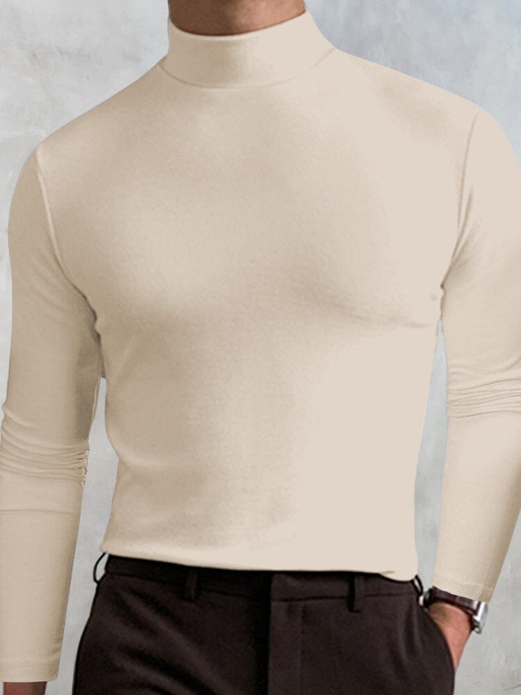 High-collar Long-sleeve Top T-Shirt coofandystore Apricot M 