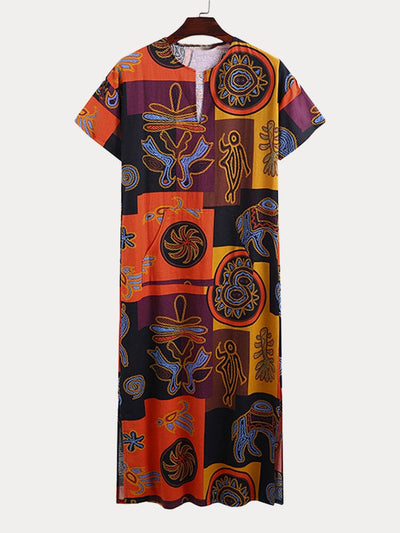 Ethnic Style Graphic One-Piece Long Shirt Robe coofandystore 