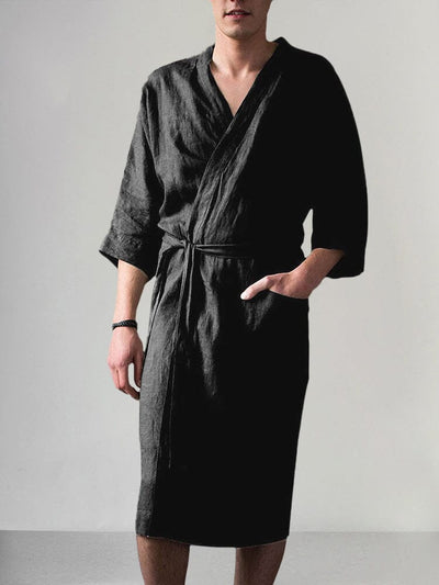 Comfortable Seventh Sleeve Robe Robe coofandystore Black S 