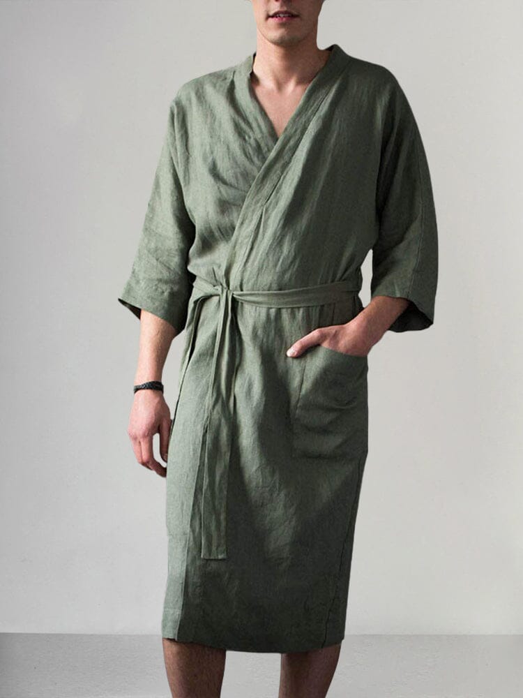 Comfortable Seventh Sleeve Robe Robe coofandystore Light Green S 