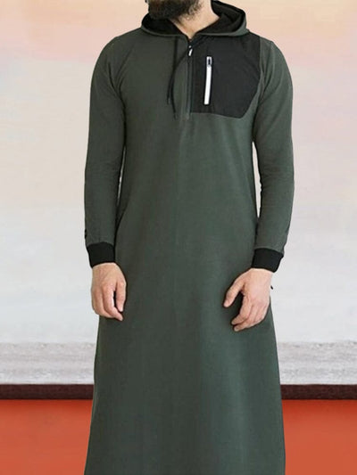 Trendy Zipper Hooded Long Robe Hoodies coofandystore Army Green S 