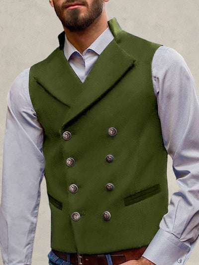 Lapel Double-breasted Vest Vest coofandystore Army Green S 