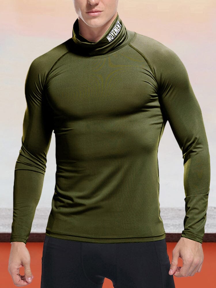 Turtleneck Sports Stretch Quick Dry Tops Shirts & Polos coofandystore Army Green S 