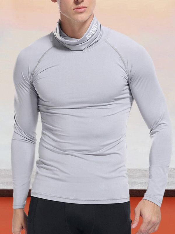 Turtleneck Sports Stretch Quick Dry Tops Shirts & Polos coofandystore Light Grey S 