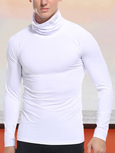Turtleneck Sports Stretch Quick Dry Tops Shirts & Polos coofandystore White S 