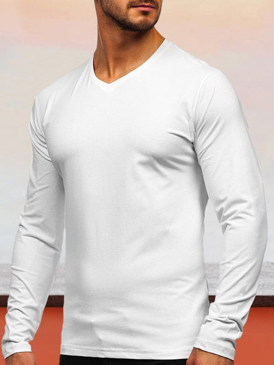 Solid Color Long-sleeved Basic T-Shirt T-Shirt coofandystore White S 